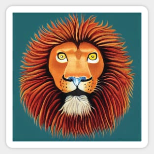 Storybook Lion on a Teal Background Sticker